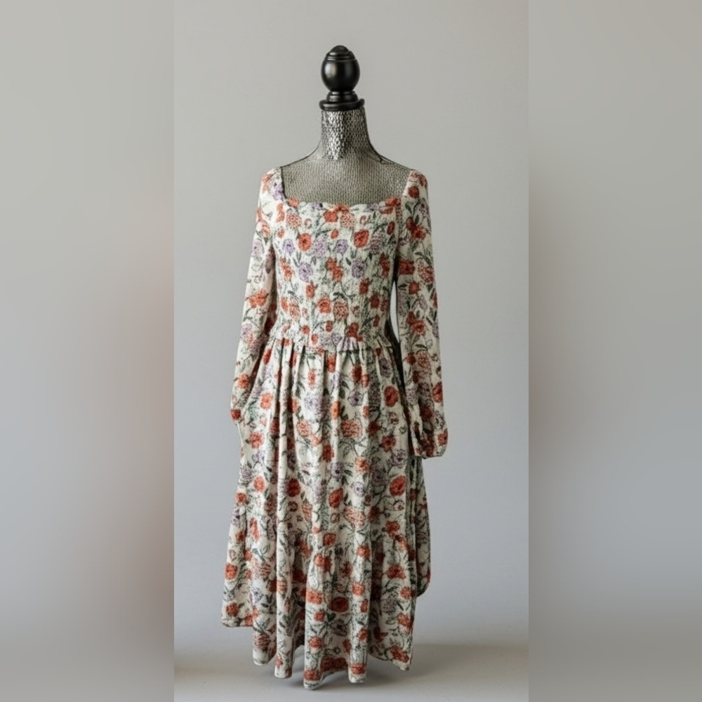 Elegant Floral Long Sleeve Dress